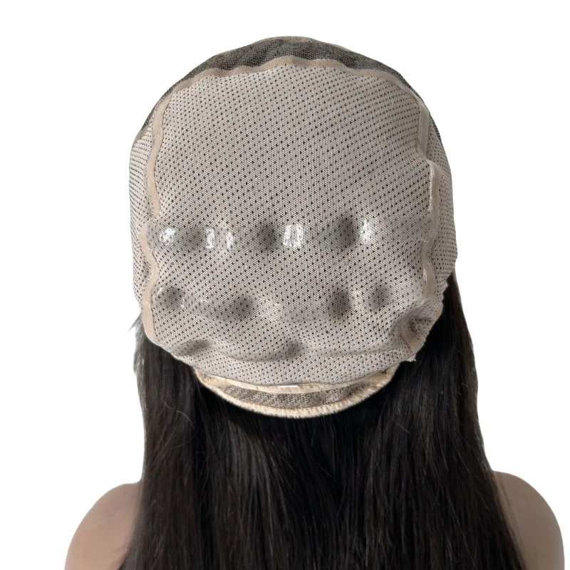 20 ''الصينية شعر بشري لعذراء اللون الطبيعي حريري مستقيم 180% الكثافة 5x5 الحرير العلوي كامل الدانتيل شعر مستعار طبي للنساء #5