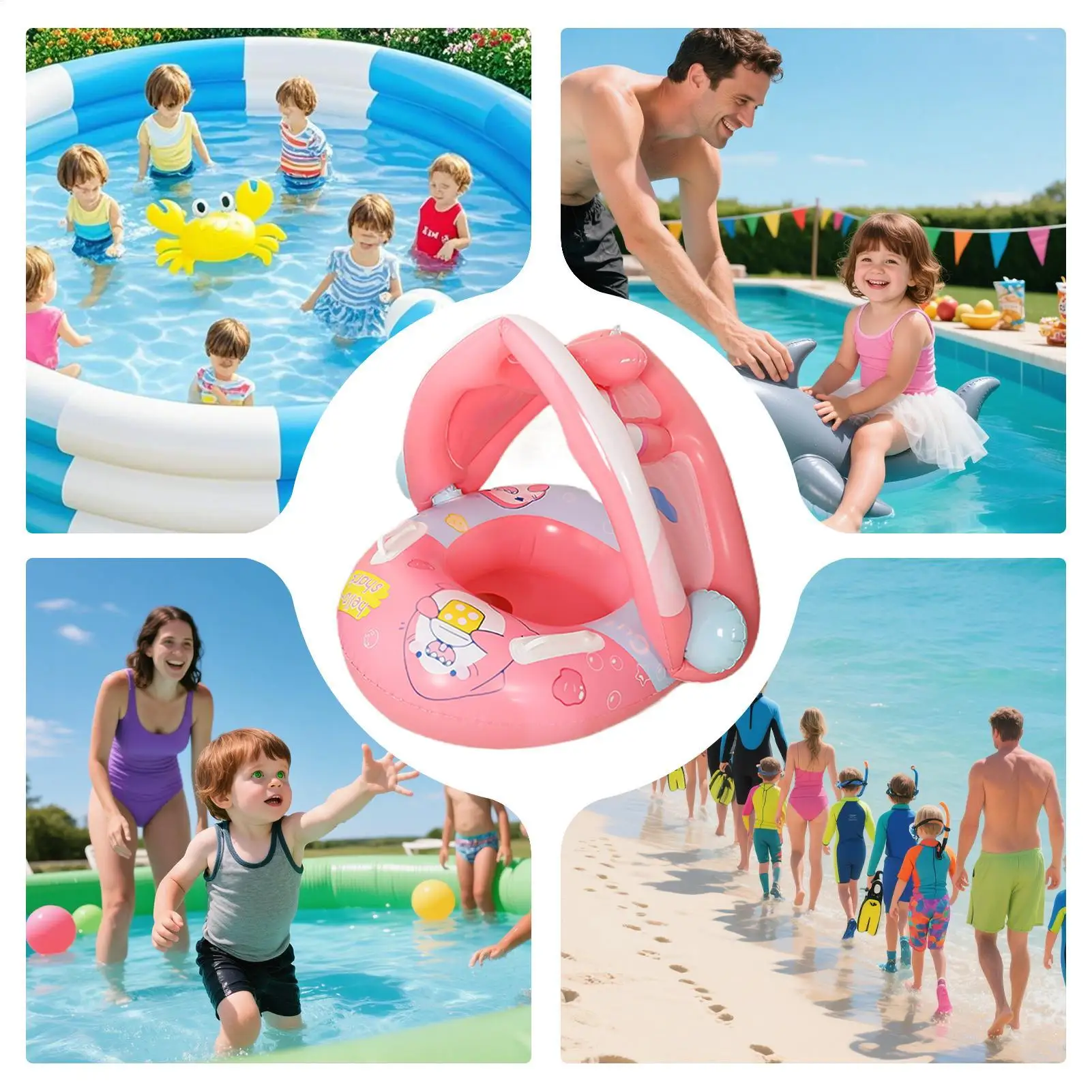 Horn Boot aufblasbare Baby Schwimmen Float Schwimmen Trainer Pool Schwimmt Schwimmen Ring Baldachin Schwimmen Ring Für Säuglings Schwimmer