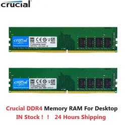 Crucial DDR4 Memory Desktop Ram Dimm 8GB 16GB 32GB 2133MHz 2400HMz 2666HMz PC4 288-Pin 1.2V Dual Channel Gaming Memoria Rams