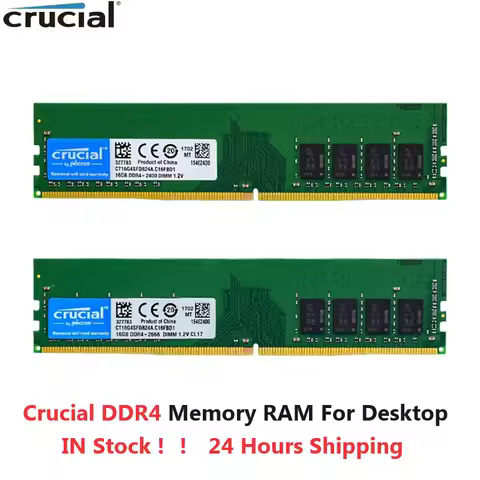 Crucial DDR4 Memory Desktop Ram Dimm 8GB 16GB 32GB 2133MHz 2400HMz 2666HMz PC4 288-Pin 1.2V Dual Channel Gaming Memoria Rams