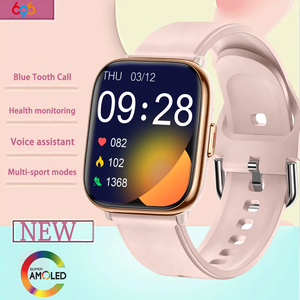 

696 Fashion Sports Smart Watch Men Women 1.75 Inch HD AMOLED Blue Tooth Call Watches Heart Rate Music IP68 Waterproof Smartwatch