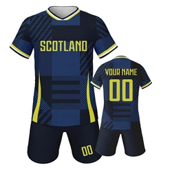 Custom Scotland Soccer Jersey Kids Football Kit Personalized Name Number Youth Team Uniform Quick-Drying Sportswear 3-14Y