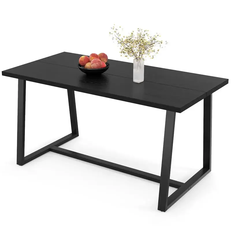 

Large Dining Table with Heavy-duty Metal Frame and Anti-slip Foot Pads-Black