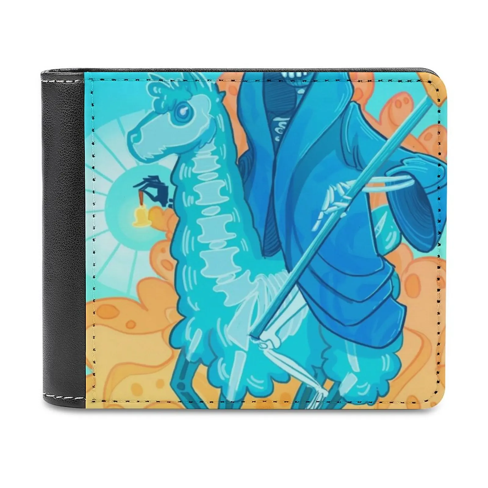 

This Is Death Leather Wallet Men's Wallet Purse Money Clips Death Llama Llamas Reaper Skeleton Skulls Fantasy Surrealism