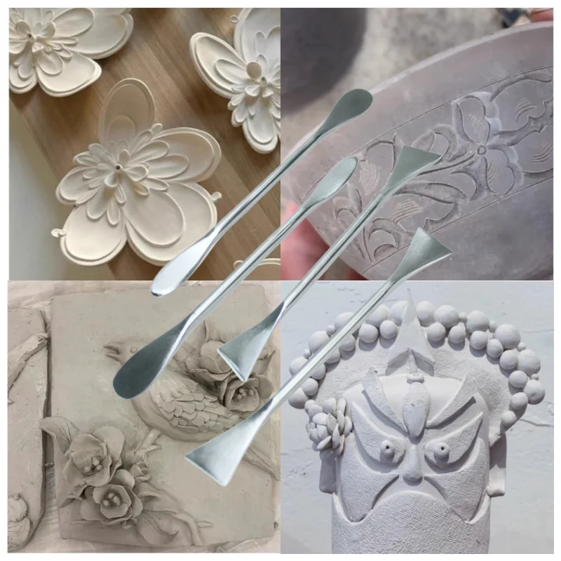 Pottery Double-headed Stainless Steel Carving Knife Handmade DIY Scraping Ceramic Soft Clay Stone Sculpture Pottery Tool