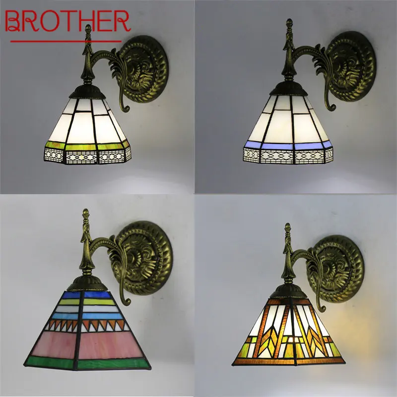 

BROTHER European Style Tiffany Wall Lamp LED Creative Simple Vintage Sconce Light for Home Living Room Balcony Aisle