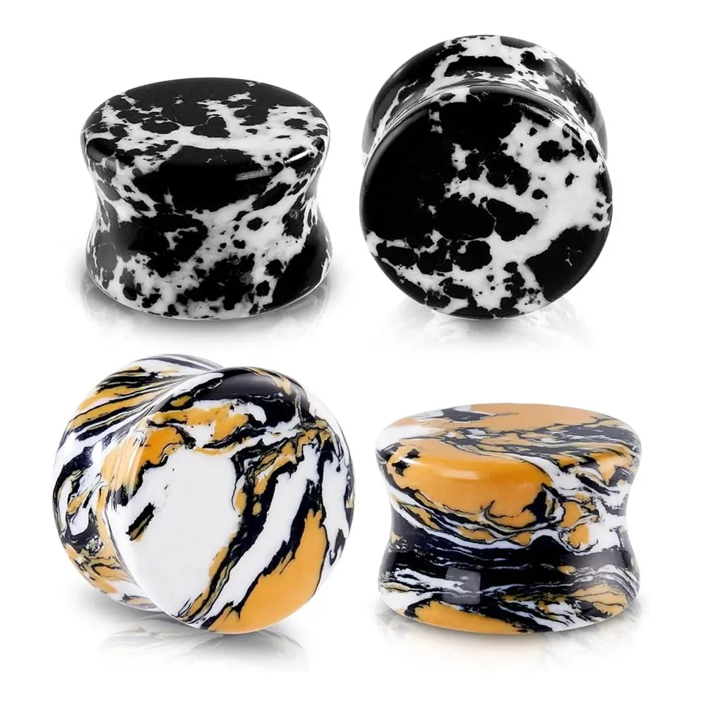 2pcs Natural Organic Stone Ear Plugs Saddle Plugs Piercing Stone Ear Plugs Dilator Gauge Body Jewelry Unisex