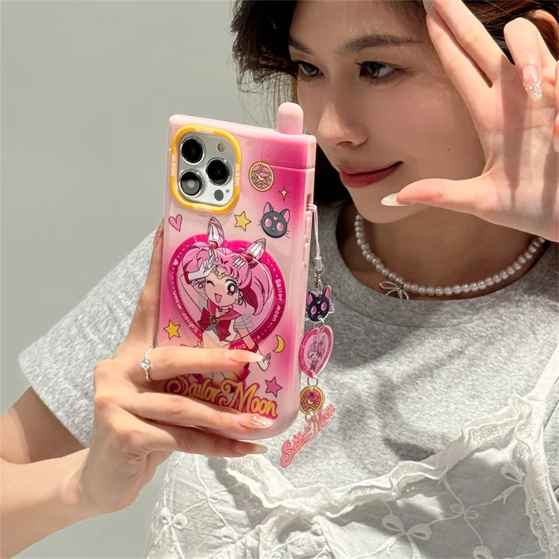 Cute Cartoon Sailor Moon Big Brother Mirror Phone Case for iPhone Apple 15 14  13 12 11 Pro Max Soft Silicone Shockproof Cover