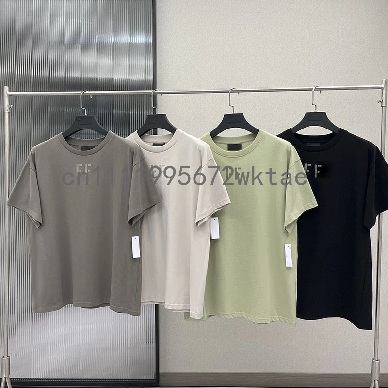 

Мужская футболка с коротким рукавом, классический дизайн, люксовая модель, с плюшевыми буквами на груди, круглый вырез, свободный крой, для пар, в стиле High Street, коллекция Season 7