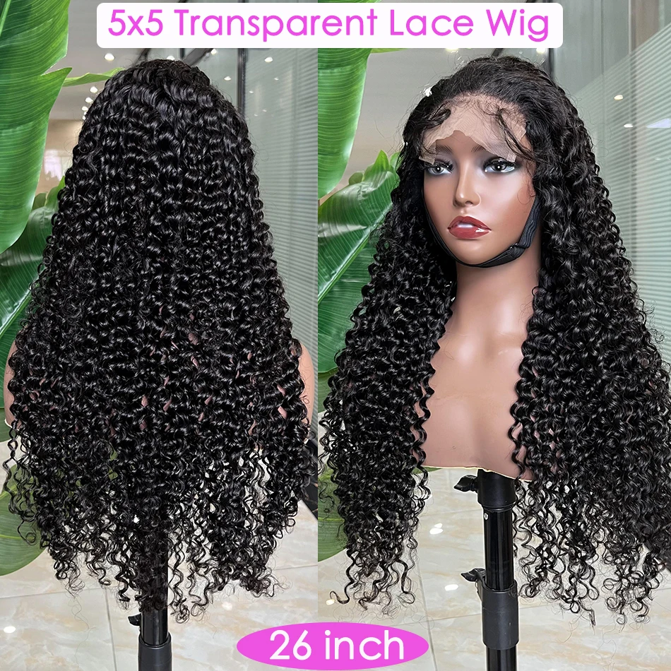 Deep Curly 5x5 Hd Lace Closure Human Hair Wig Preplucked Transparent Lace 200% Density Natural Vietnamese Raw Virgin Hair Wigs