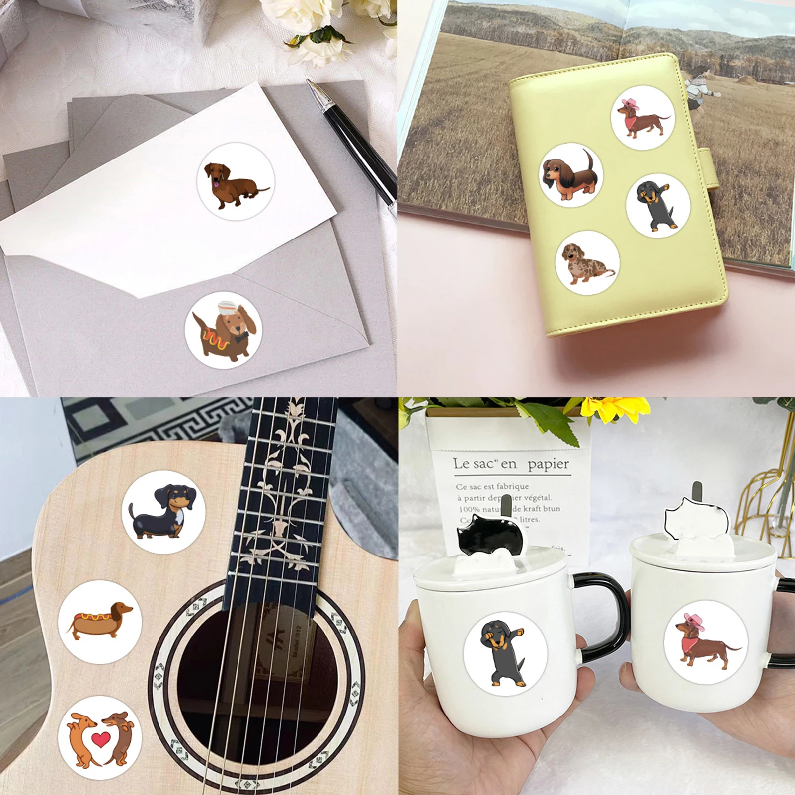 100-500pcs Dog Sticker for On Laptop Suitcase Cute Animal Cartoon Rewards Hand Account Tape Seal Label Stationery Stickers