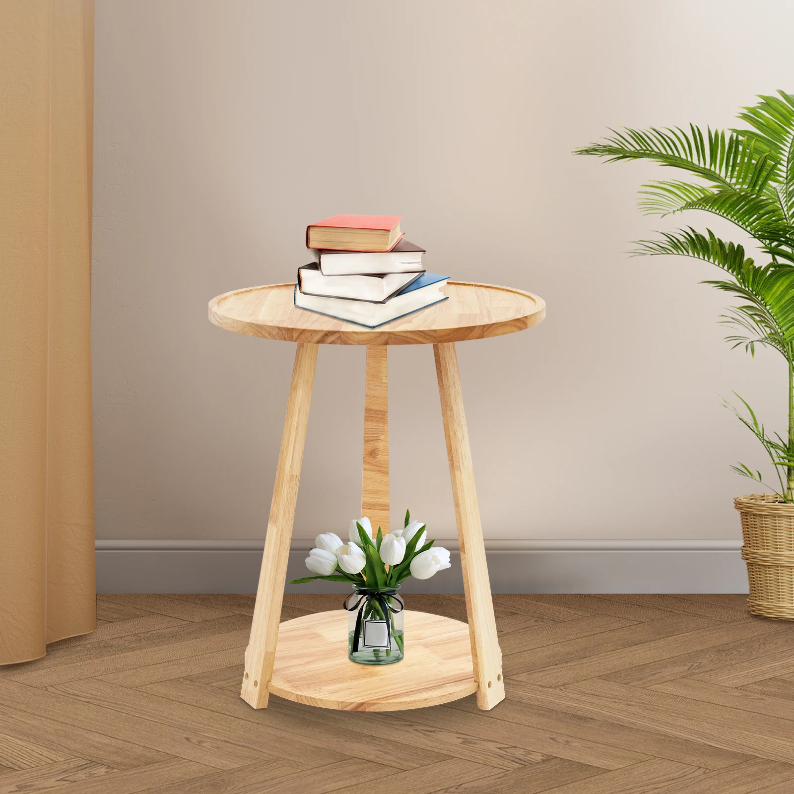 Mały okrągły stolik boczny, st – Desk Setup Wood recenzja i cena