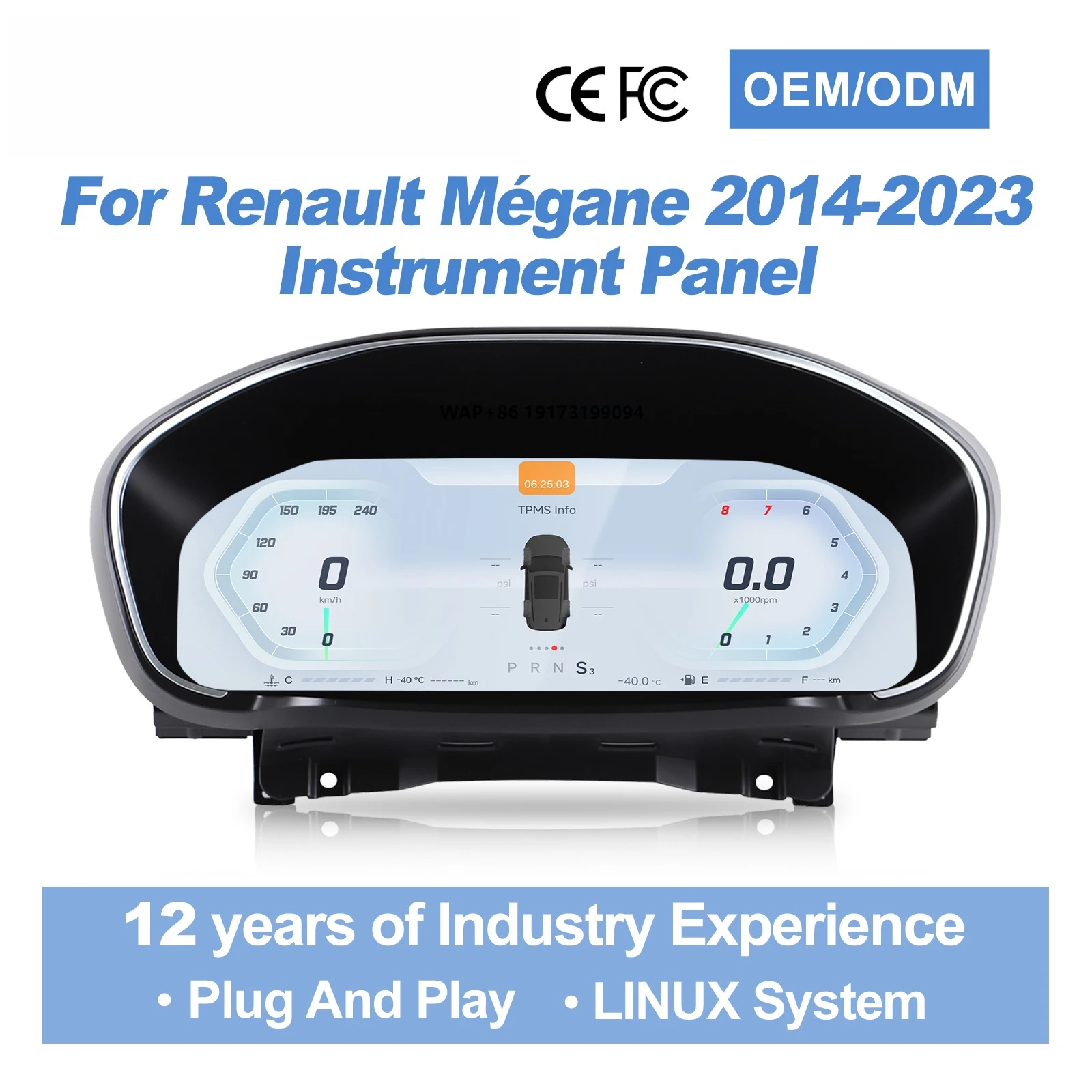 

New Arrival Car Digital Cluster Auto Speedometer Linux System LCD Dashboard Virtual Cockpit for Renault Megane 2014-2023