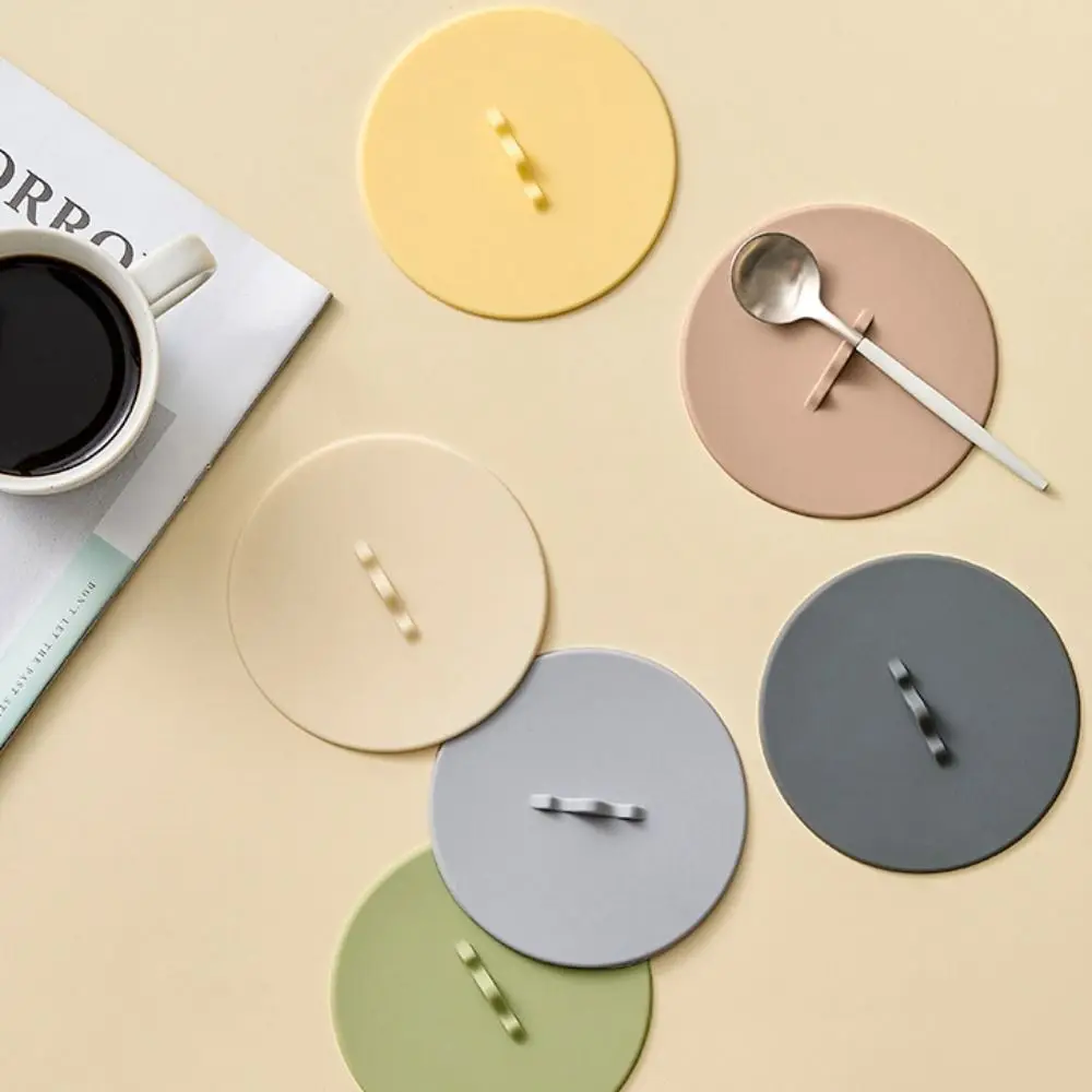 Universal Fit Silicone Water Cup Lid Round Dustproof Glass Cup Cover Flexible Heat-Resistant Mug Sealed Cap Home