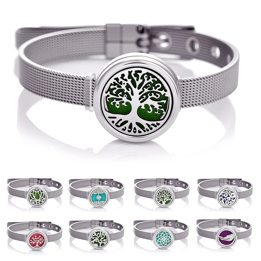 Aromatherapy Bracelet Stainless Steel Strap Wristband Perfume Essential Oils Diffuser Bracelet Locket Bracelets Aroma Jewelry