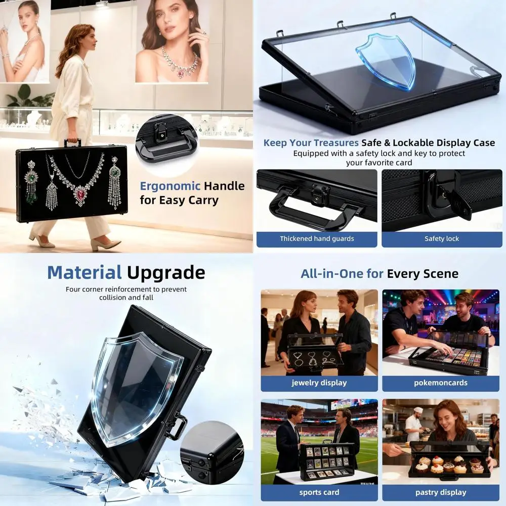 

Большая запираемая акриловая витрина для выставок, для коллекционных карточек и предметов коллекционирования, настольная витрина 34x22