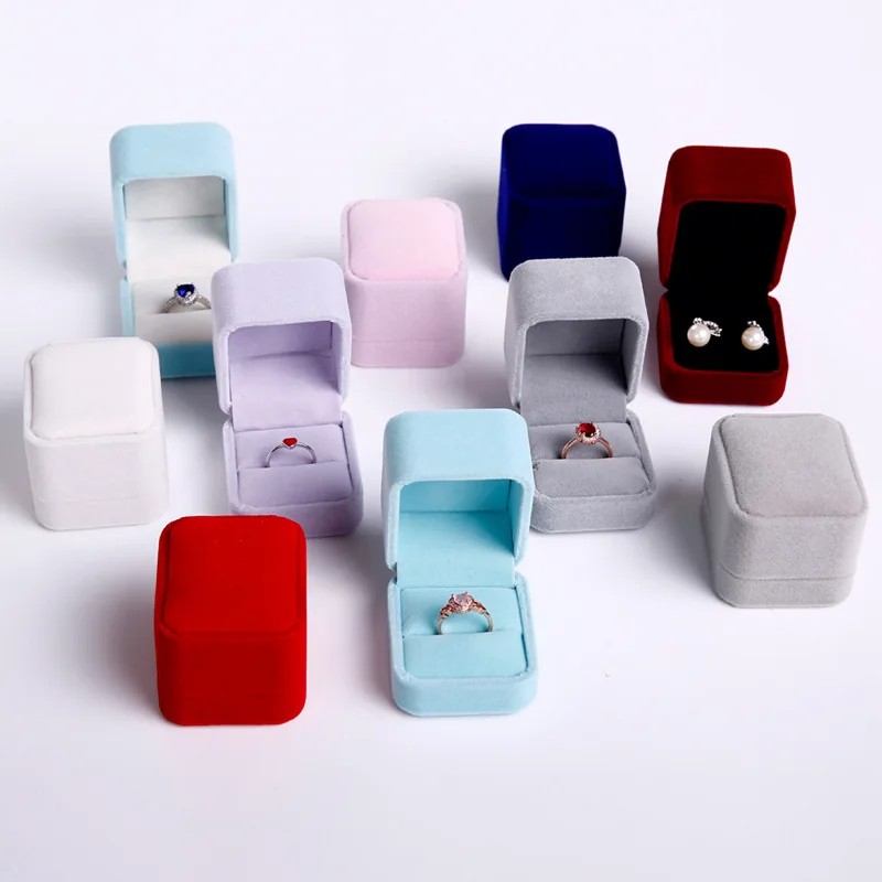 

Velvet Mini Square Jewelry Box Earrings Ring Jewelry Organizer Display Case Proposal Wedding Ring Storage Box Lovers Gift Box