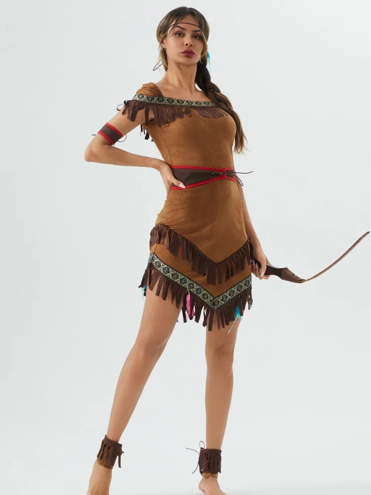 Nuevo estilo Tribal Archer Cosplay disfraces traje princesa india nativa mujer Cosplay vestido de fiesta ropa trajes cazadora