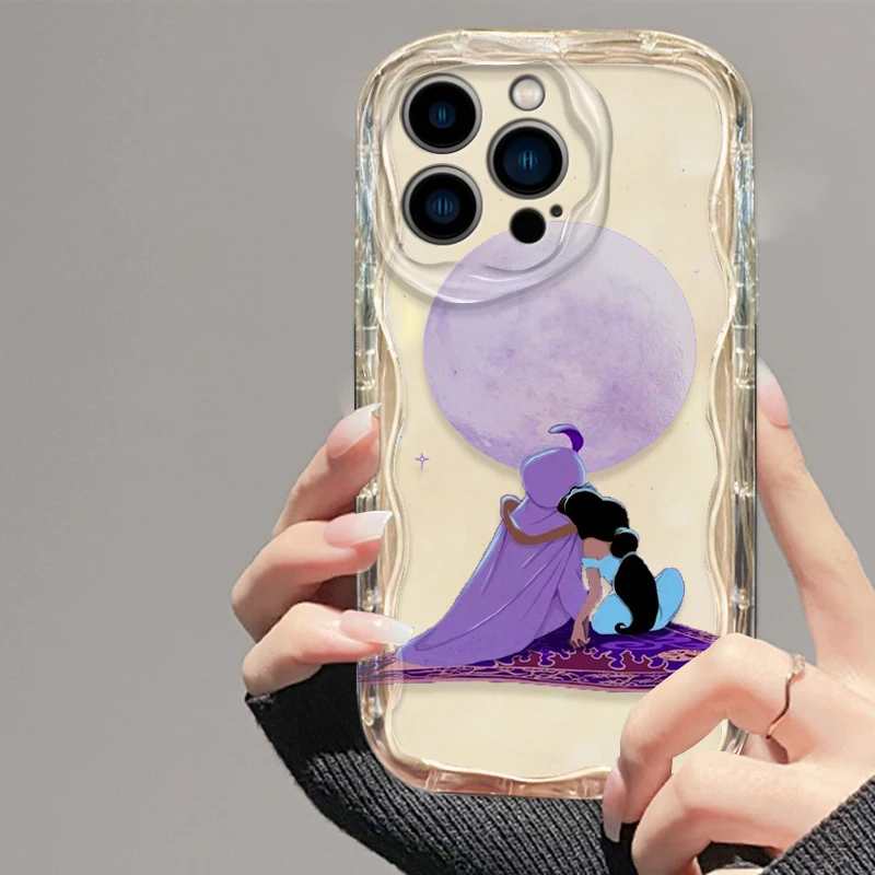 Fashion Disney Aladdin Cover For Apple iPhone 15 14 13 12 11 Pro X XR XS Max Plus 8 7 Plus SE Wave Oil Phone Case