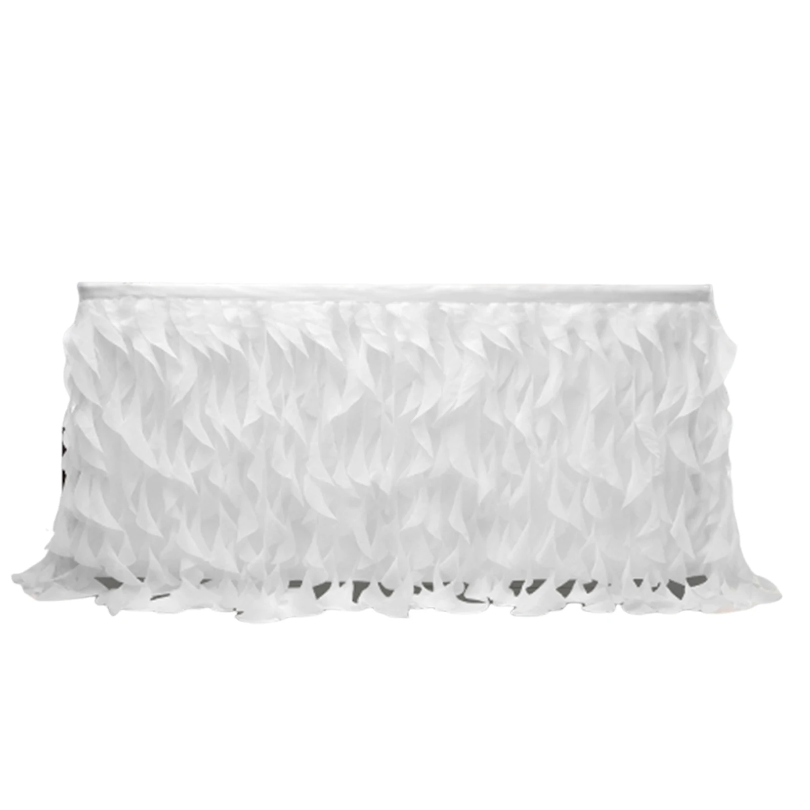 Tulle Table Embellished White Shower Birthday Party Ruffle Skirt Chiffon Soft and Suitable for Square Circular
