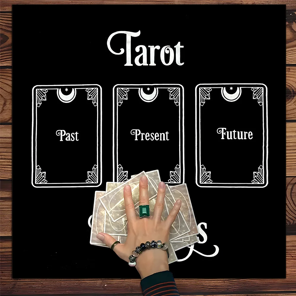 

Past and Future Tarot Card Tablecloth Witchcraft Astrology Polyester Tarot Mat Witch Altar Cloth Divination Cloth Card Pad