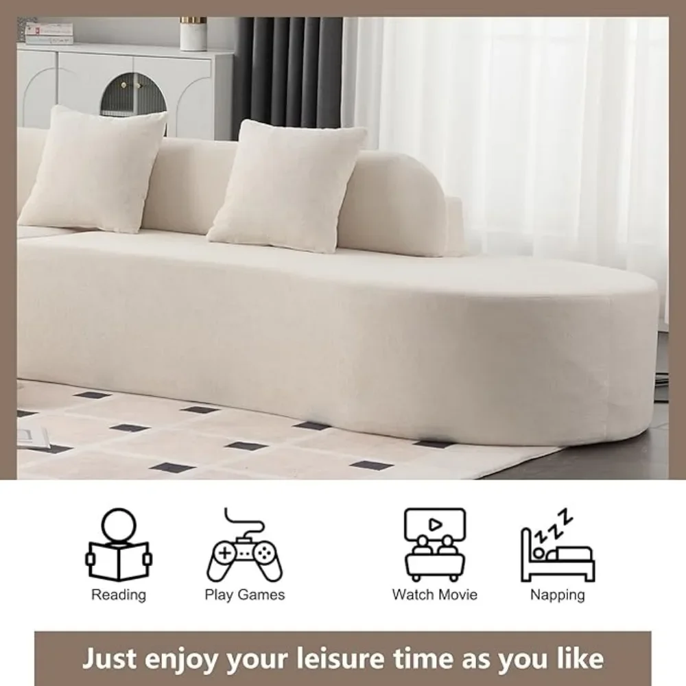 130.5” Curved Sectional Sofa, Cloud Compressed Modern Curved Sofa, 4-Seater Beige Oversized Sectional Foam Bonelss Couch