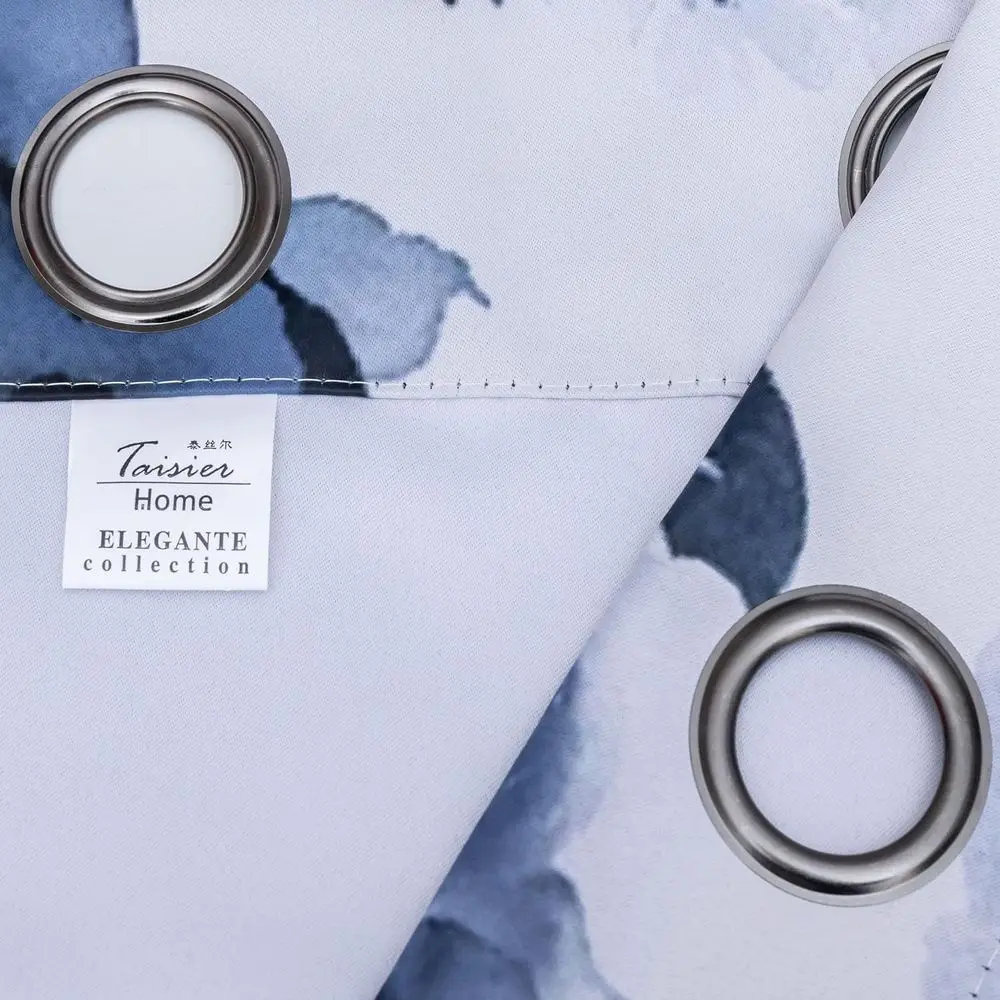 108 Inch Thermal Insulated Blue & White Floral Curtains, 2 Pack, Grommet Top for Living Room, Dorm, Farmhouse Style