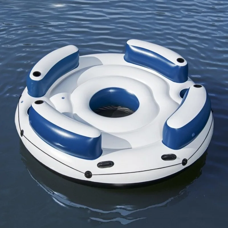 Large Inflatable Floating Island With Sun Canopy Multi‑Person Adult Water Raft For Sea Pool Lake Home Water Leisure Activities