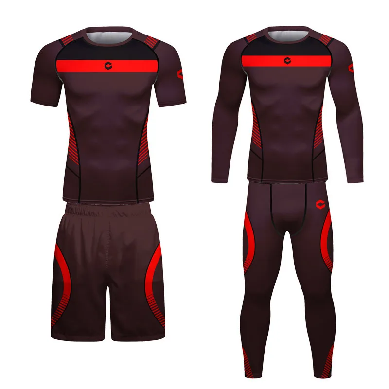 

Men's Compression Sportswear Gym Tights Training Clothes Workout Jogging Sports Sets Running Rashguard Tracksuit BJJ MMA Suits