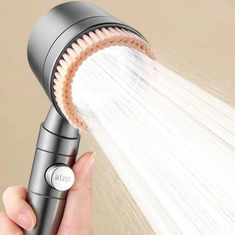 

New 5 Modes Adjustable Shower Head Large Spout Boost One-key Stop Showerheads with Massage High Pressure Rainfall Shower Nozzle