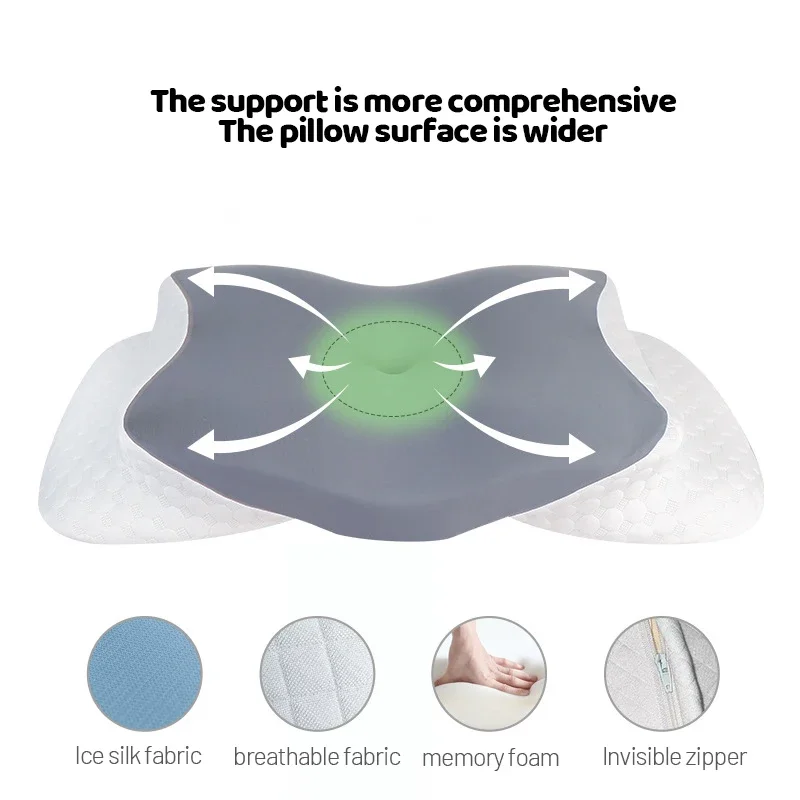 New Butterfly Shape Pillow Neck protection Slow Rebound Memory Foam Pillow Health Care Cervical Orthopedic Neck Foam Pillows