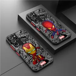 Matte Phone Case for Samsung Galaxy S21 Note 20 Ultra S22 S23 S24 Ultra Note 10 Plus 8 9 Marvel Ironman Venom Deadpool Cover