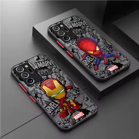 Matte Phone Case for Samsung Galaxy S21 Note 20 Ultra S22 S23 S24 Ultra Note 10 Plus 8 9 Marvel Ironman Venom Deadpool Cover