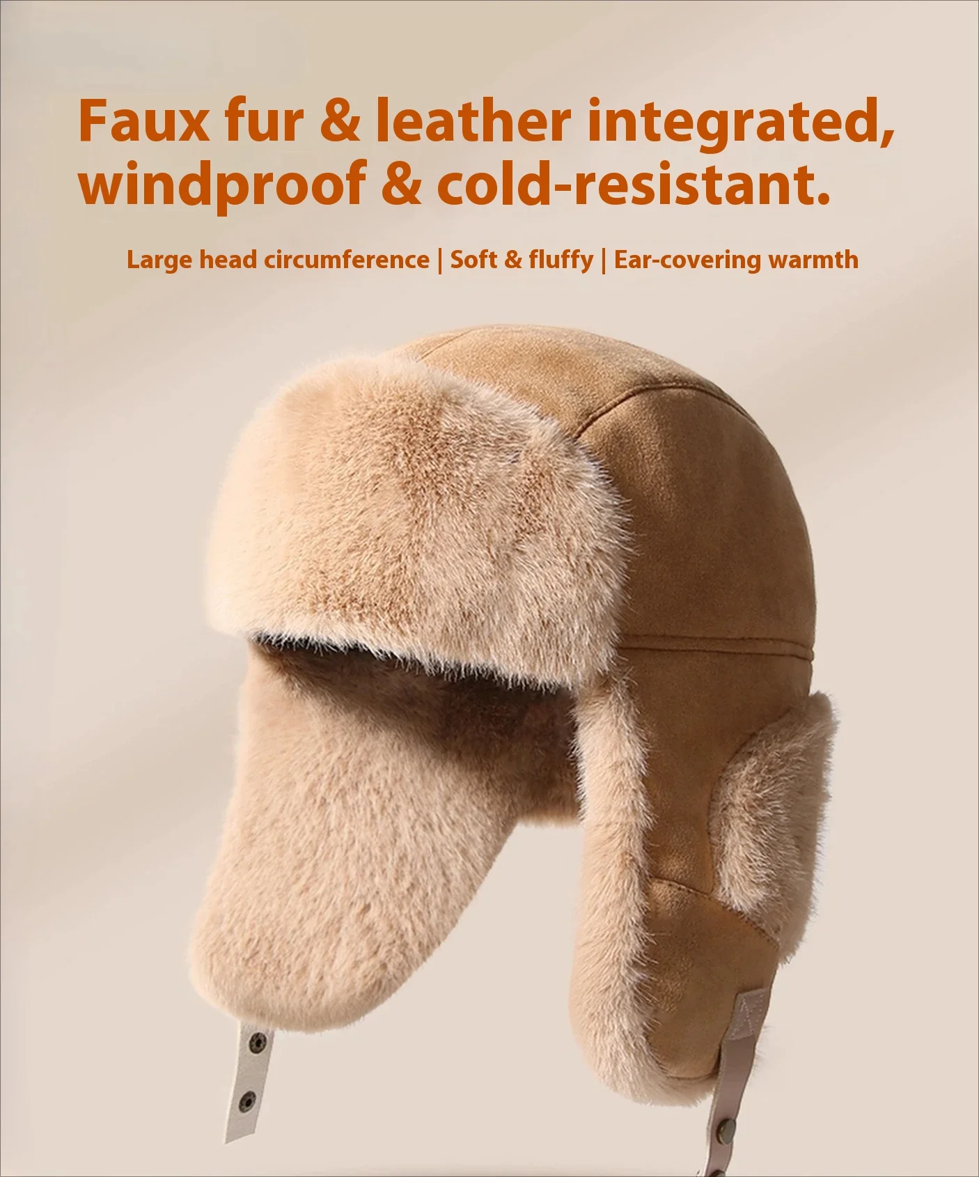 

Outdoor cold-proof thunder hat, new velvet thickened ear protection hat, winter fur integrated skiing