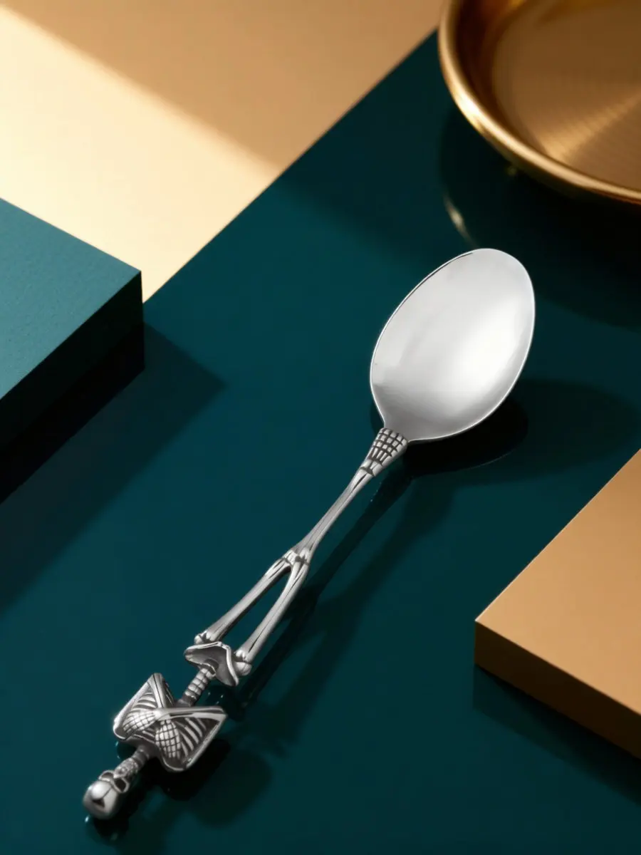 Skull Spoon Retro Design Titanium Steel Spoon Flatware Halloween Tableware Gift for Witches Goths Easter Christmas Dinner