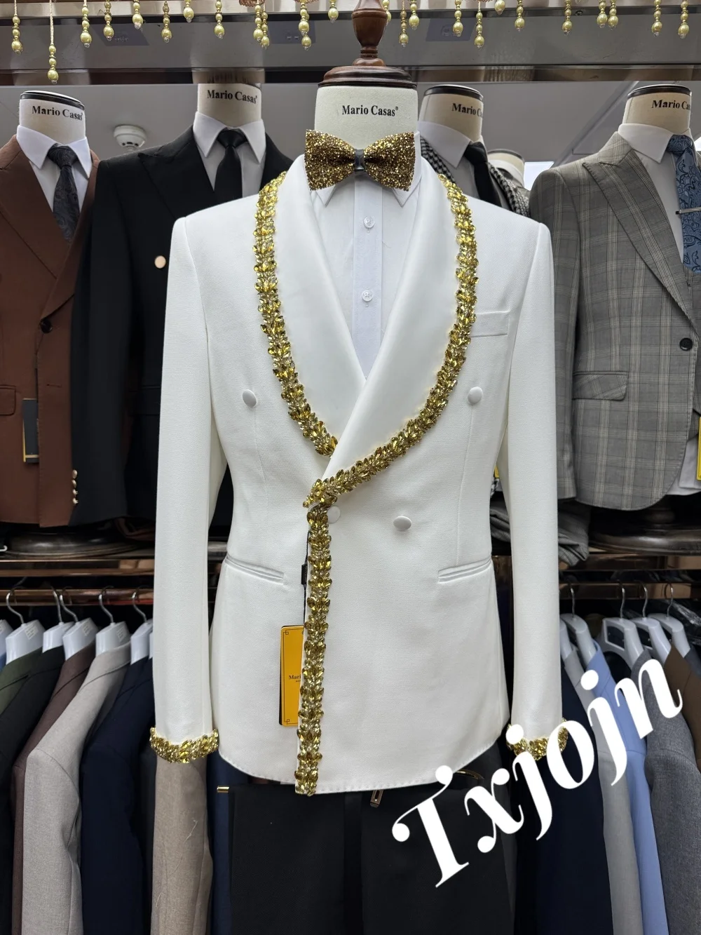 

Luxurious Shawl Collar Suit Set 2026 Elegant Men's Office Suit Fashion Double-Button Groomsmen Suit For Business Meeting Wedding