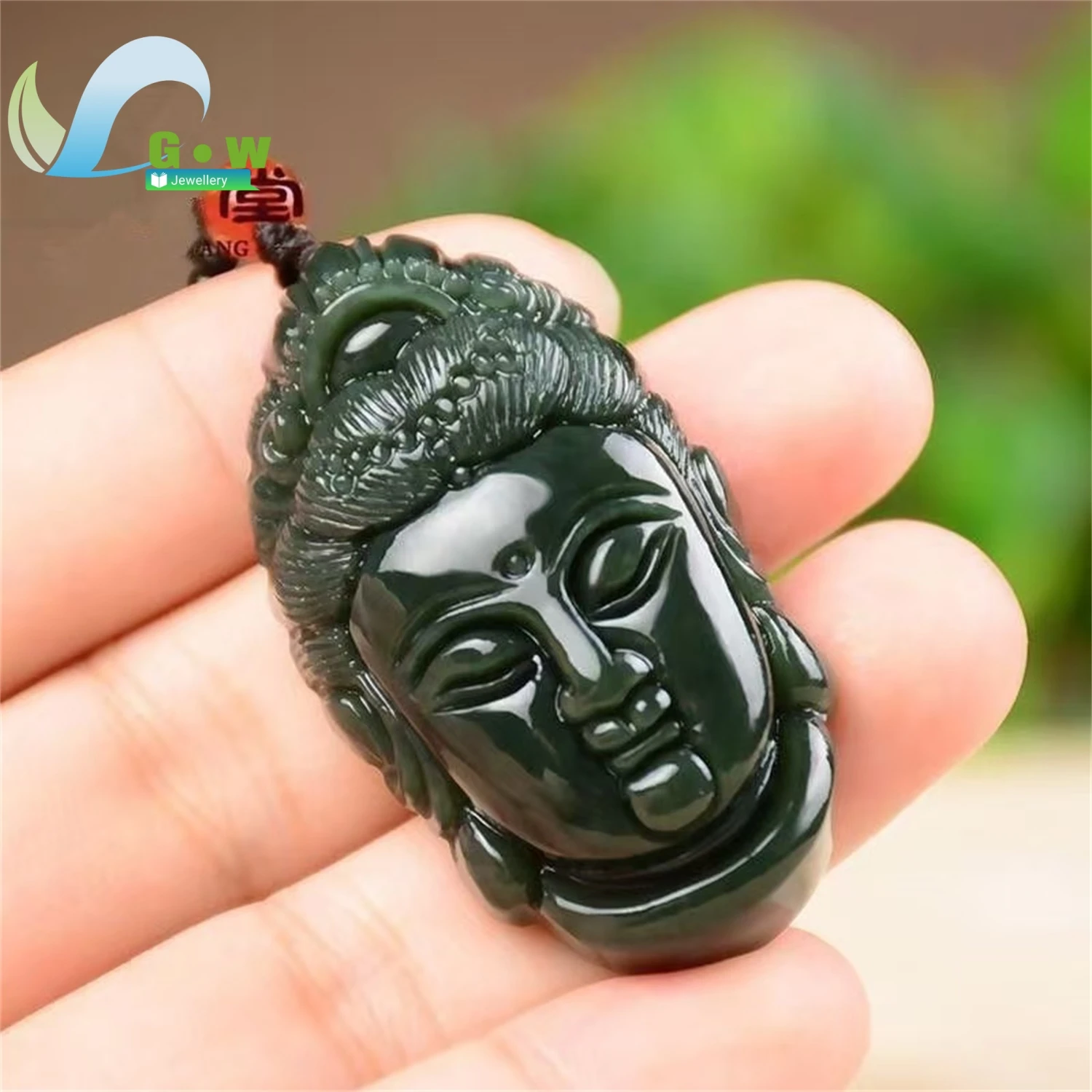 Natural Hetian Jade Laughing Buddha Wealth Pendant Green Jade Money Buddha Hanging Ornament Unisex Ethnic Style Jewelry Gift