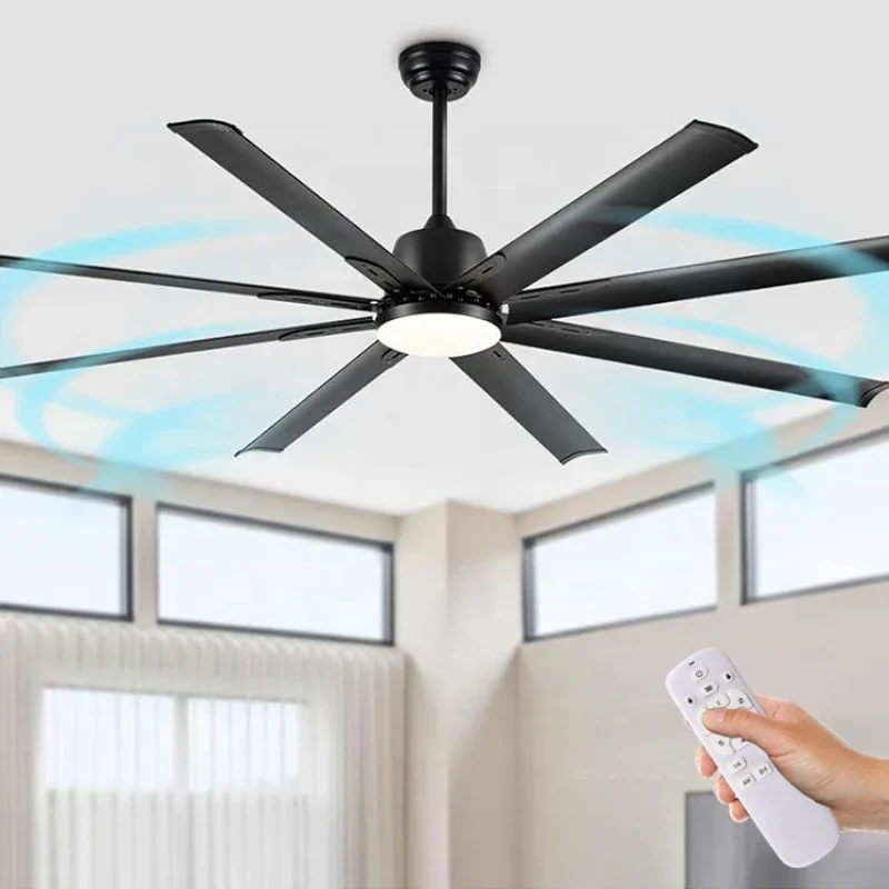 

Large Size 72 Inch Aluminum 8 Blades DC Motor Reversible Remote Control Industrial Large Light Emitting Diode with Ceiling Fan