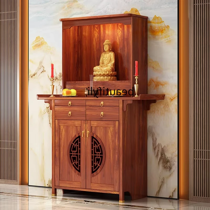 Solid wood shrine offering table Shrine new Chinese shrine Buddha cabinet offering table incense table Buddha statue