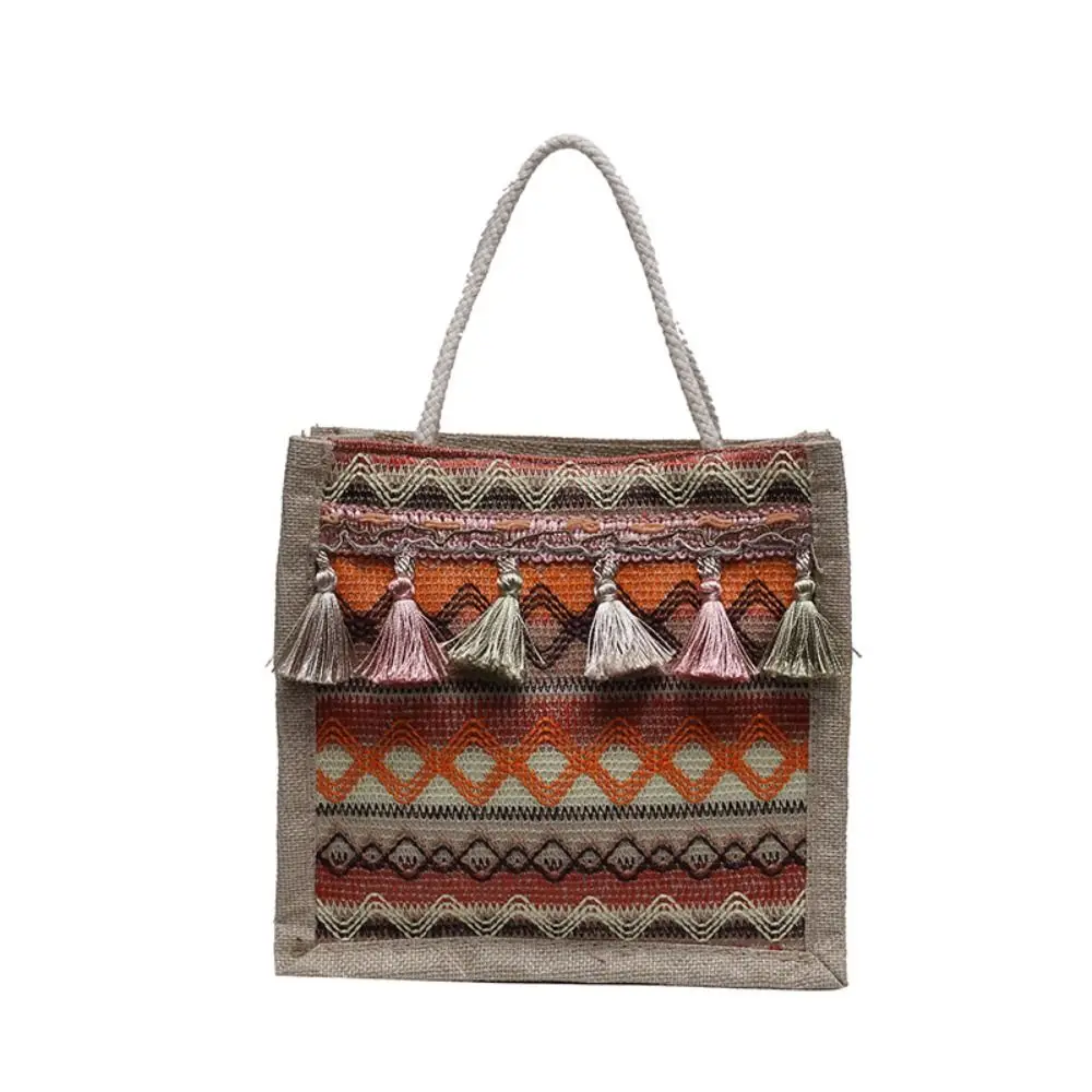 Handbag Outdoor Ethnic Shoulder Bag Geometric Bohemian Shoulder Bag Large Capacity Bag Women Tote Bag Fringe Shoulder Bag