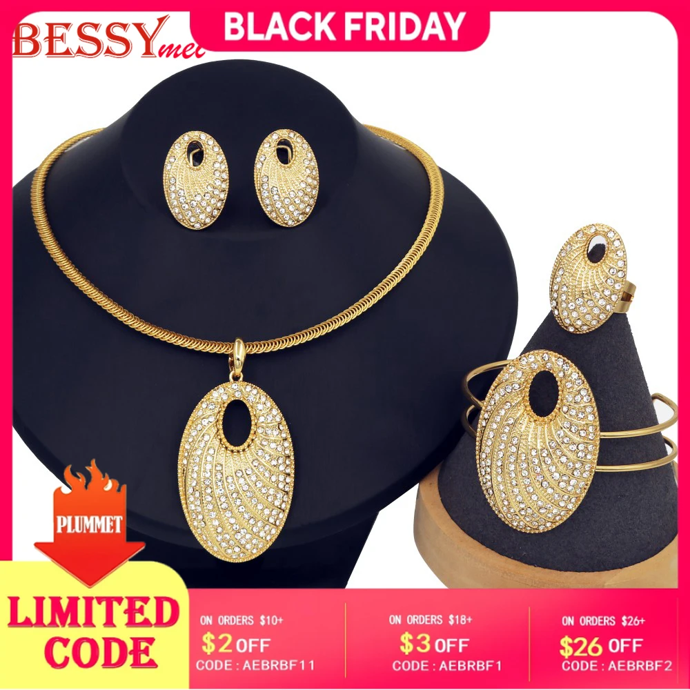 

2025 New Women Jewelry Set Fine Zircon Jewellery Dubai African 18K Gold Color Wedding Party Gifts For Lover Christmas Gift