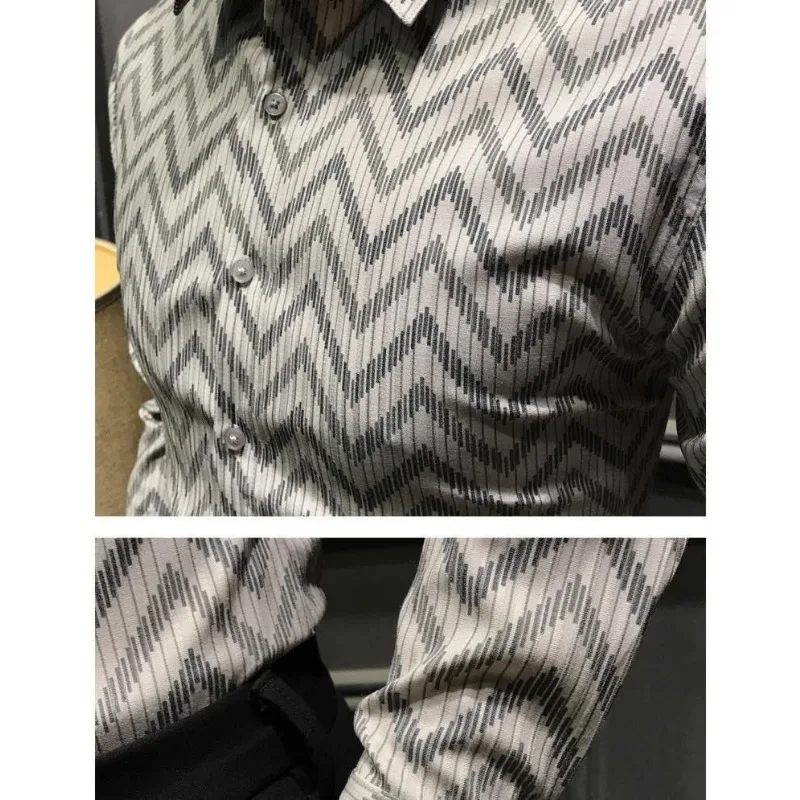 الأعمال المطبوعة قميص رجالي 2025 الخريف موضة جديدة تنوعا كم طويل زر الربط سترة متعددة الاستخدامات #6