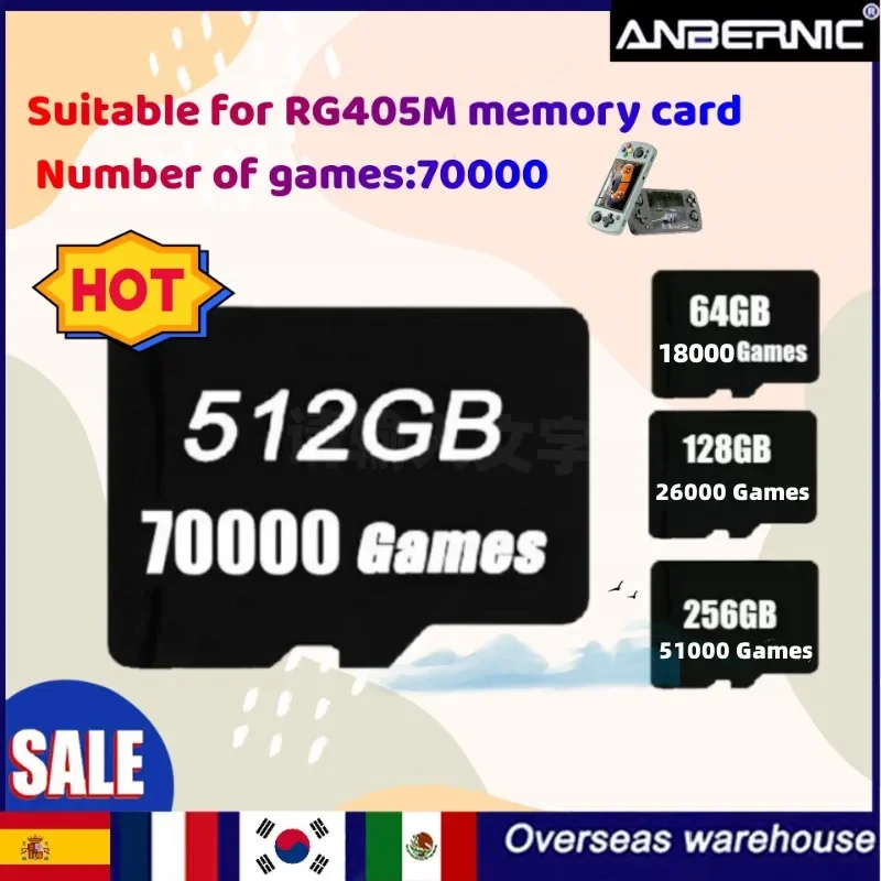 

TF Card FOR ANBERNIC RG405M 512G Memory cards Ps vita 3ds Gamecube Video game consoles Classic FBA GBA GBC PS2 MAME PSP