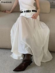 Low Waist Skirts Women Holiday Spring Summer Party Solid Trendy Maxi A-line Students Chic Casual Streetwear Faldas Mujer Y2k