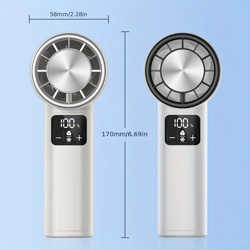 مروحة محمولة محمولة لتبريد الثلج 2 في 1 مروحة صغيرة 199 سرعة قابلة للتعديل ضغط الجليد شحن USB شاشة LED مروحة تبريد خارجية