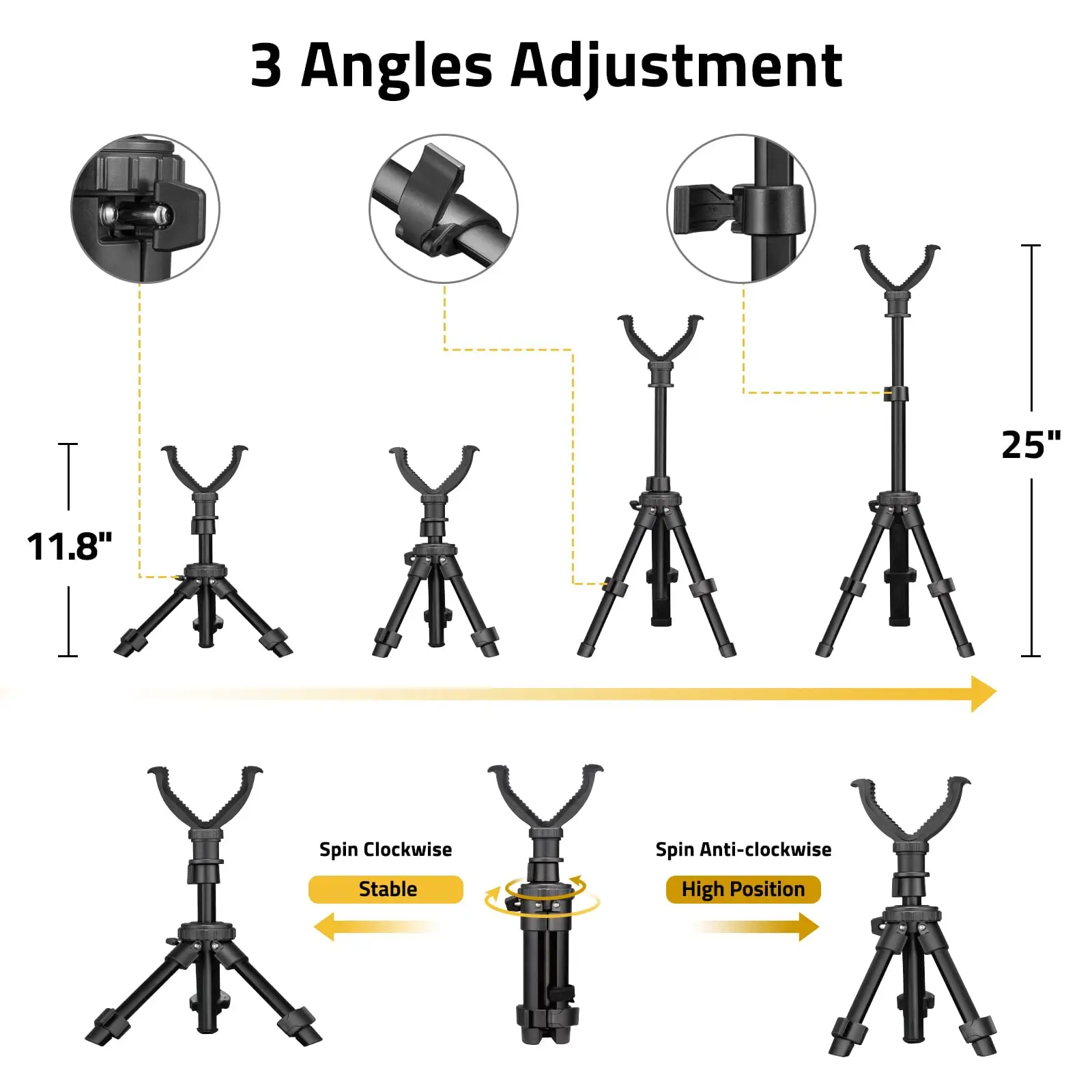 

CVLIFE Shooting Rest Stick - Adjustable Height 360 Degree Rotation V Yoke Stand - Portable Rest for Hunting Outdoor Activities