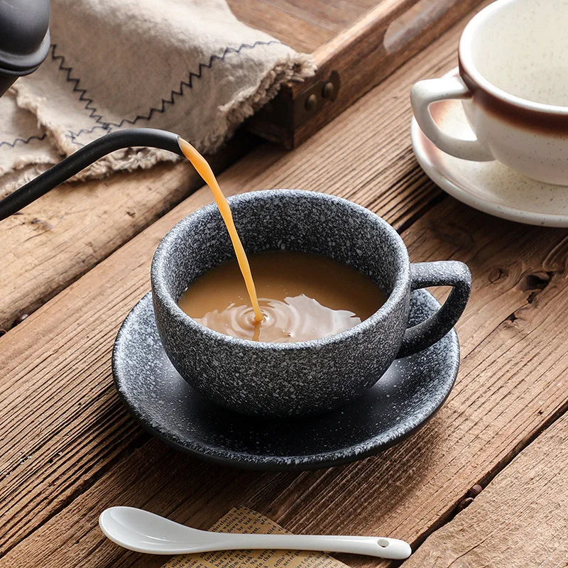 

320CC Zeta Flower Cup Japanese Cup Plate European Coffee Cup Plate Large Capacity Creative Cup Set