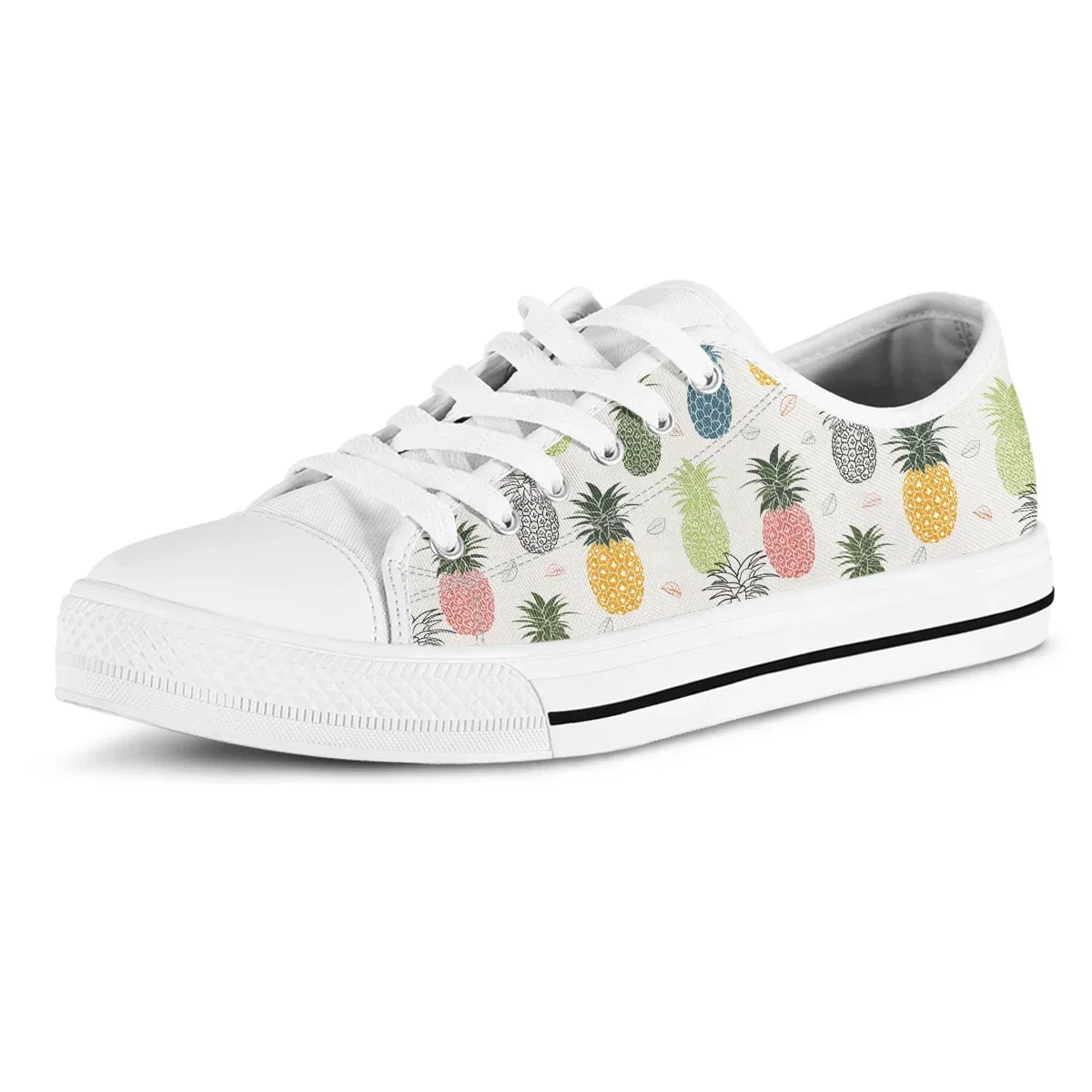 Tropical Pineapple Printing Fashion Woman's Casual Lace-up Vulcanized Shoes Classic Vulcanized Shoes For Ladies