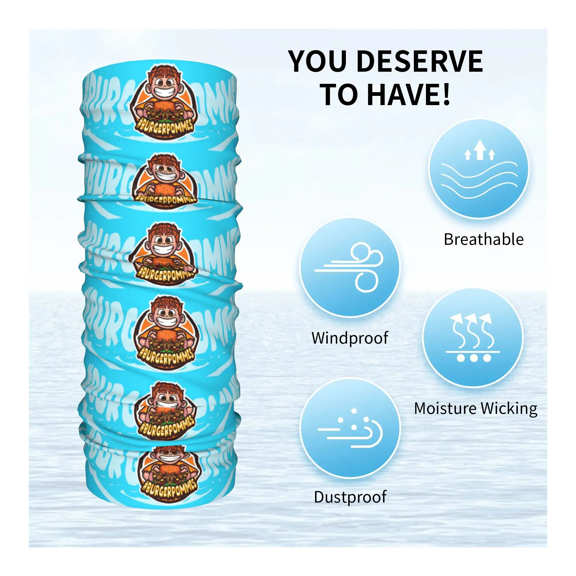 مخصص لطيف L-Lukasbses B-Burgerpommes الساخن باندانا الشتاء الرقبة أدفأ الرجال يندبروف التفاف الوجه وشاح للتزلج روك الجراب عقال