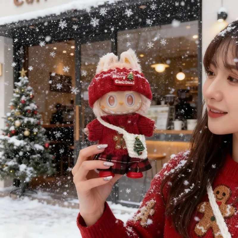人形の服 15-17 センチメートルラブブ服メリークリスマス帽子ミニぬいぐるみ人形アクセサリー新年ドレスギフト